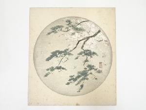 高木富三筆　桜に松　肉筆色紙